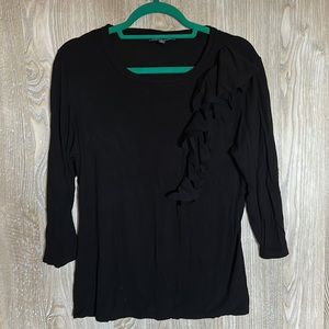 Adrienne Vittadini black ruffle blouse